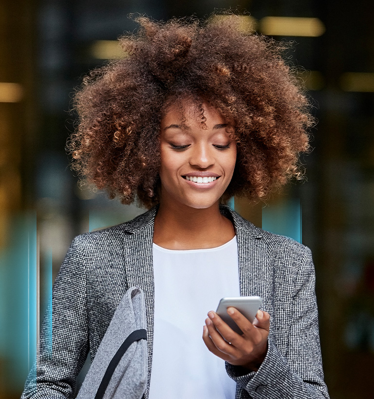 woman looking at phone