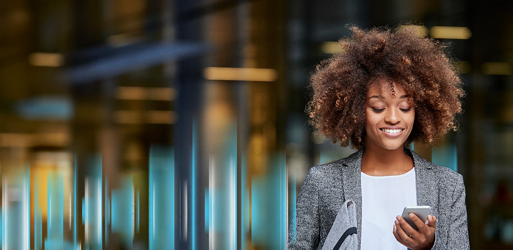 woman looking at phone